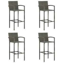Tabourets De Bar 4 Pcs Gris Résine Tressée