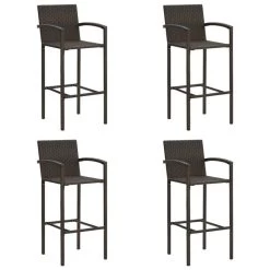 Tabourets De Bar 4 Pcs Marron Résine Tressée