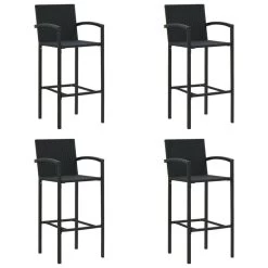 Tabourets De Bar 4 Pcs Noir Résine Tressée