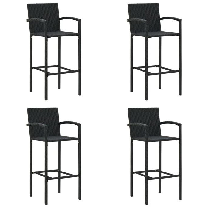 Tabourets De Bar 4 Pcs Noir Résine Tressée