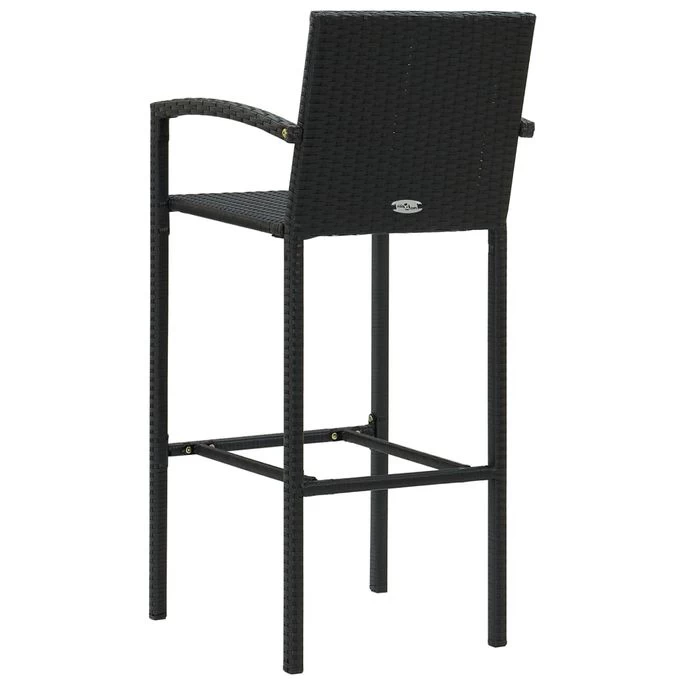 Tabourets De Bar 4 Pcs Noir Résine Tressée – Image 5