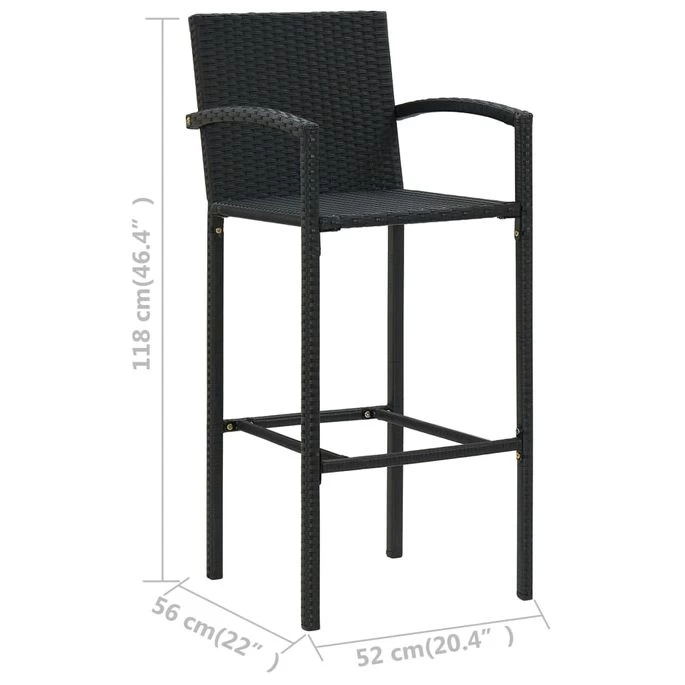 Tabourets De Bar 4 Pcs Noir Résine Tressée – Image 8
