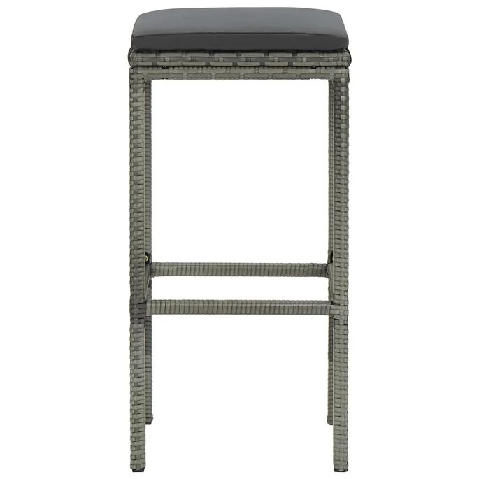 Tabourets De Bar Avec Coussins 4 Pcs Gris Résine Tressée – Image 4