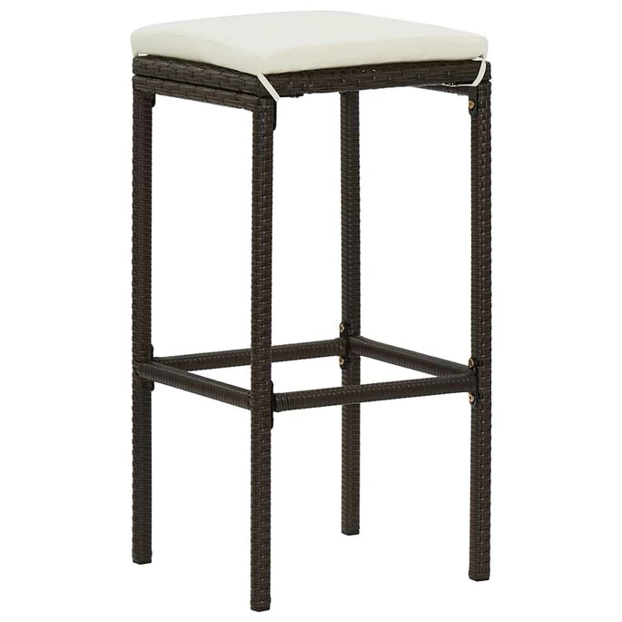 Tabourets De Bar Avec Coussins 6 Pcs Marron Résine Tressée – Image 2