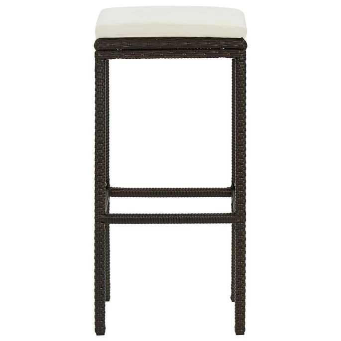 Tabourets De Bar Avec Coussins 6 Pcs Marron Résine Tressée – Image 4