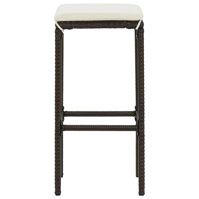 Tabourets De Bar Avec Coussins 6 Pcs Marron Résine Tressée – Image 5
