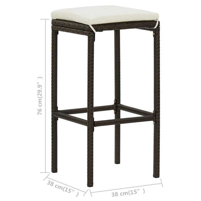 Tabourets De Bar Avec Coussins 6 Pcs Marron Résine Tressée – Image 8