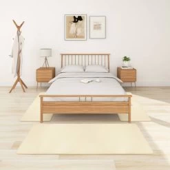 Tapis De Lit Shaggy Poils Longs 3 Pcs Crème