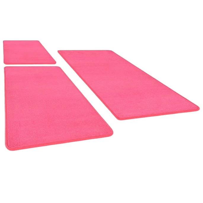 Tapis De Lit Shaggy Poils Longs 3 Pcs Rose – Image 3