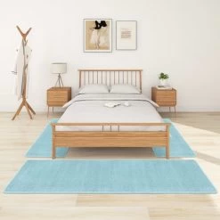 Tapis De Lit Shaggy Poils Longs 3 Pcs Turquoise 2