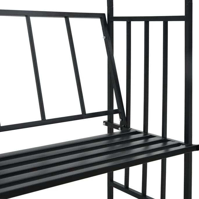 Voûte De Jardin Avec Banc Noir 128x50x207 Cm Fer – Image 6